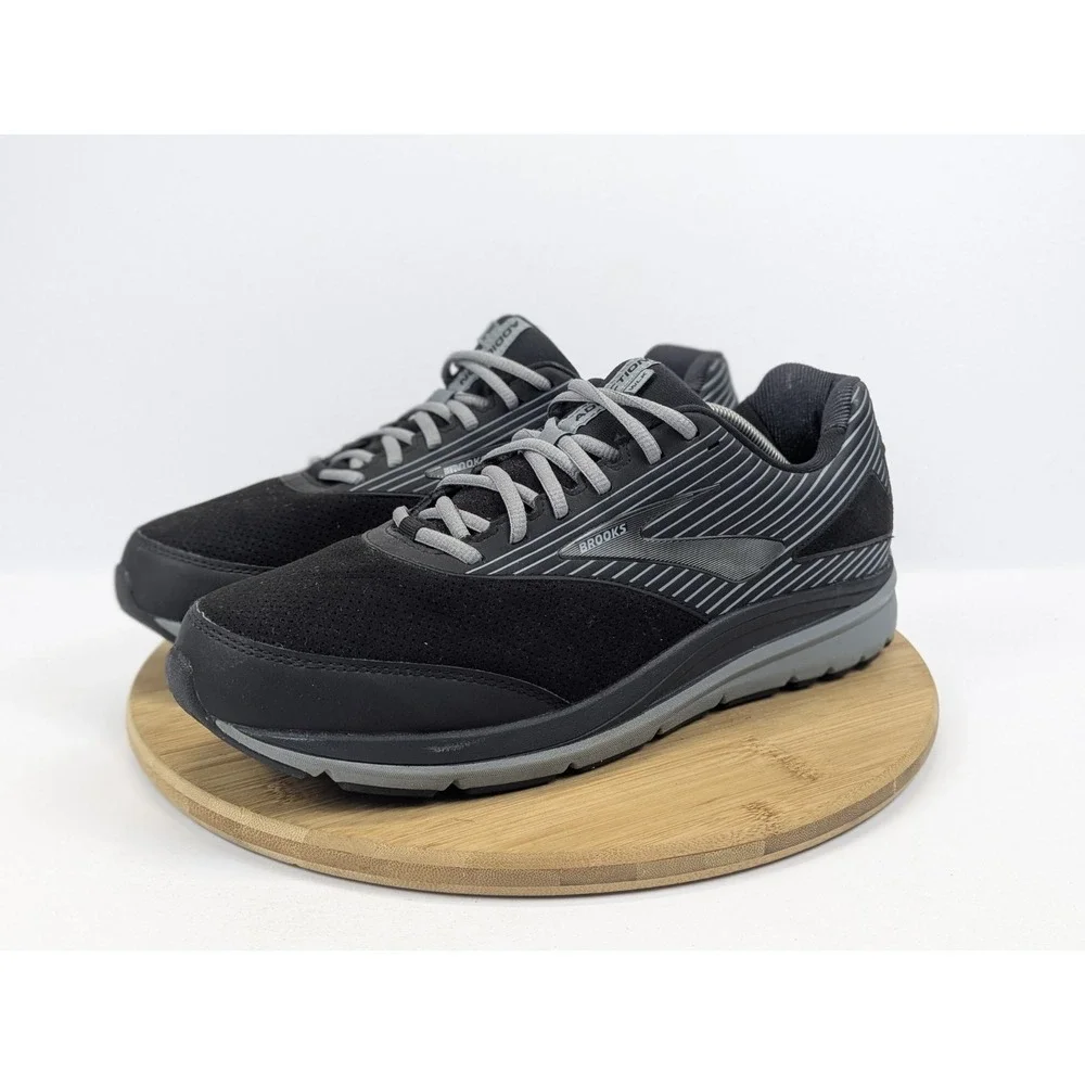 Brooks Mens 12.5 2E Wide Shoes Addiction Walker Black Suede Gray Walking Sneaker
